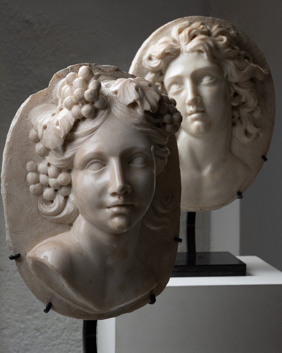 Pair Of Marble Medallions – Northern Italy – 17th Century-photo-4