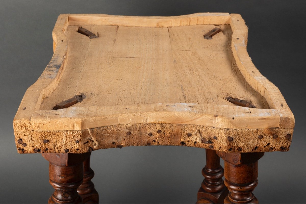 Pair Of Walnut Stools - Northern Italy - Second Half Of The 17th Century-photo-2