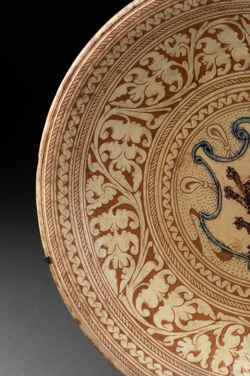 Dish With Armorial Decor - Castlefiorentino Italy - XVIth Century-photo-4