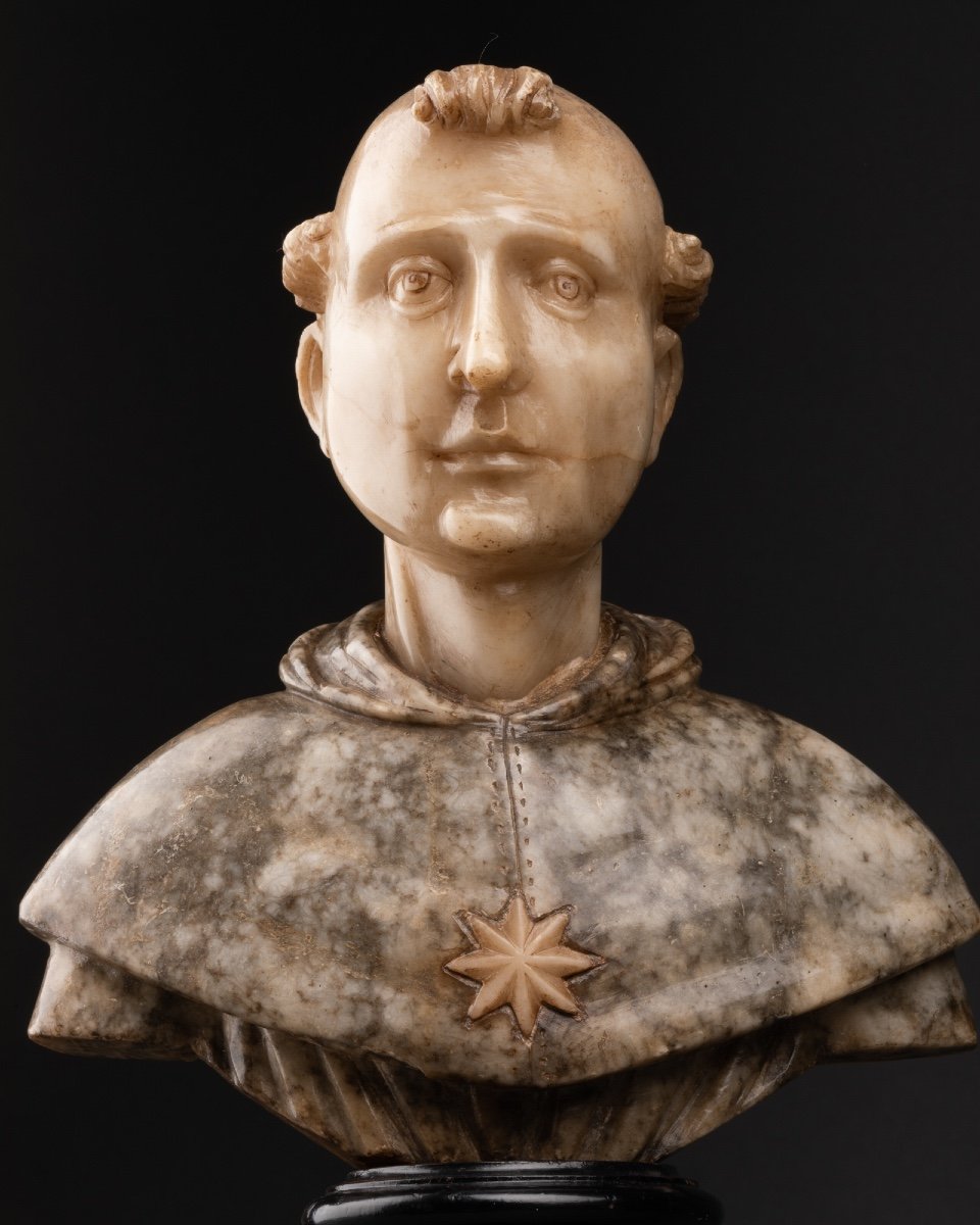 Bust Of Saint Dominic - Alabaster - Italy - XVIIth Century-photo-2