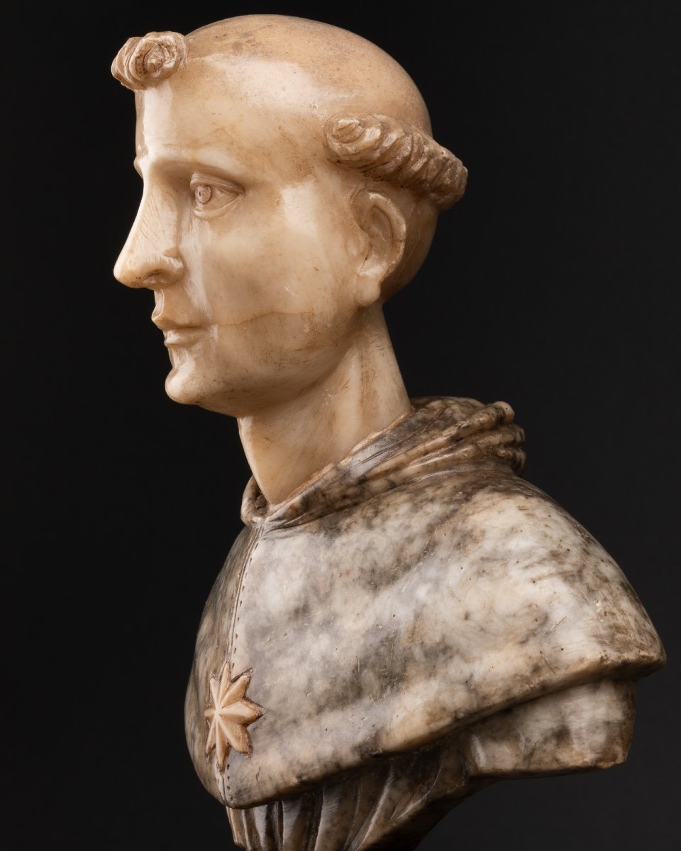 Bust Of Saint Dominic - Alabaster - Italy - XVIIth Century-photo-1