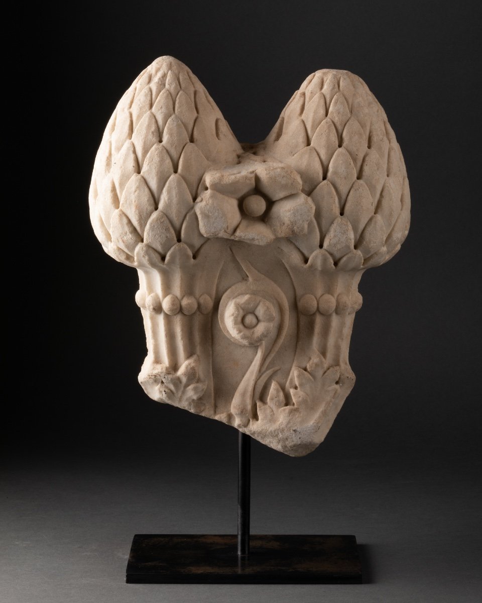 Fragment Of Decorative Column In Marble - Italy - Circa 1500-photo-2