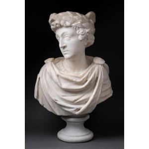 Marble Bust Representing The God Hermes - Italy - 17th Century