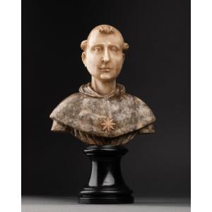 Bust Of Saint Dominic - Alabaster - Italy - XVIIth Century