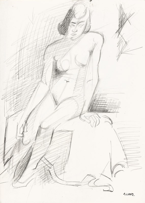 André Lhote (1885 - 1962) — Academic Nude, Seated Model In The Studio