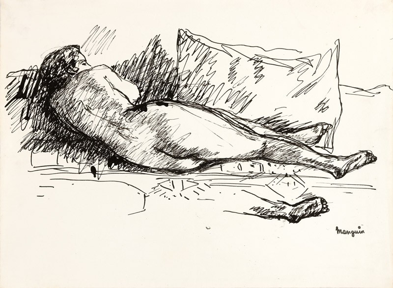 Henri Manguin (1874 - 1949) — Femme endormie sur un coussin, 1923