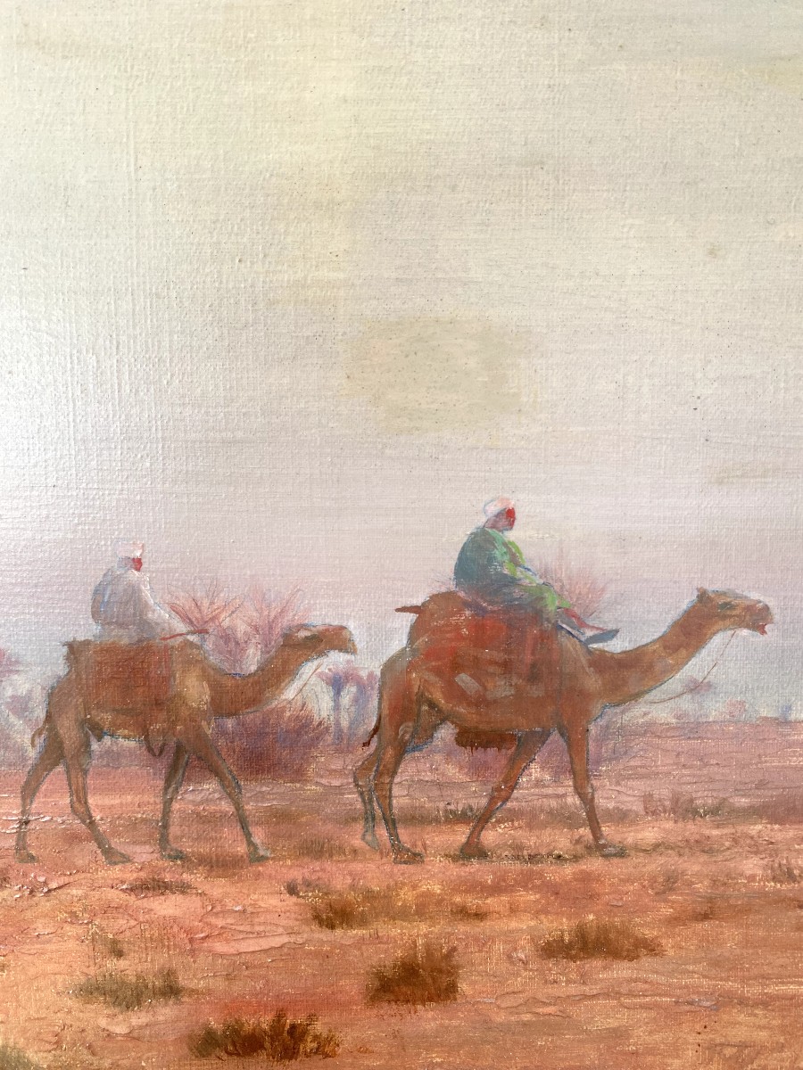 Otto Pilny (1866 - 1936) — Le Caire, dromadaires dans le désert, 1901-photo-4
