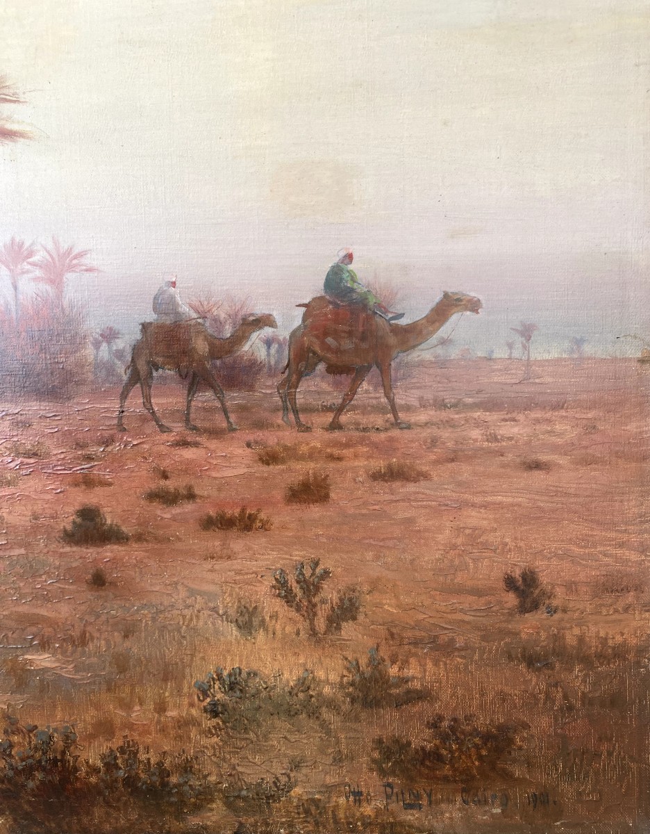 Otto Pilny (1866 - 1936) — Le Caire, dromadaires dans le désert, 1901-photo-1
