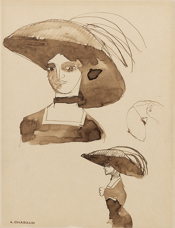 Auguste Chabaud (1882 - 1955) — Etude de femme au chapeau, circa 1907