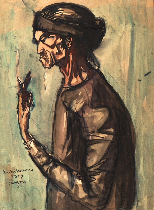 André Maire (1898 - 1984) — Indochina, Saigon, Old Man Smoking, 1919