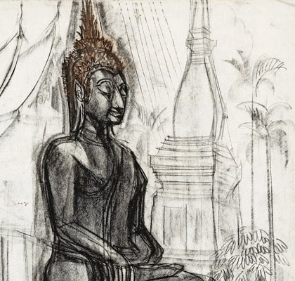 André Maire (1898 - 1984) — Laos, Grand bouddha assis-photo-3