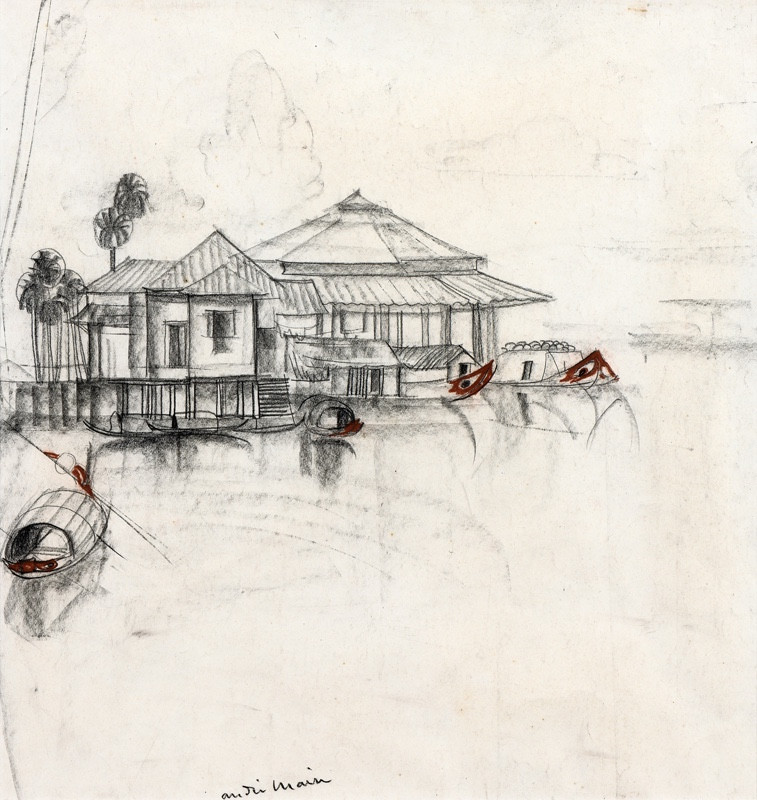 André Maire (1898 - 1984)—  Vietnam, maisons flottantes