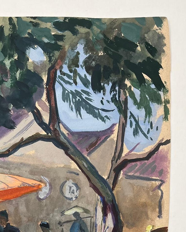 Jos Henri Ponchin (1897 - 1981) — Indochina, Street Vendor With An Orange Parasol-photo-3