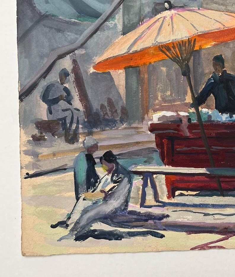 Jos Henri Ponchin (1897 - 1981) — Indochina, Street Vendor With An Orange Parasol-photo-4