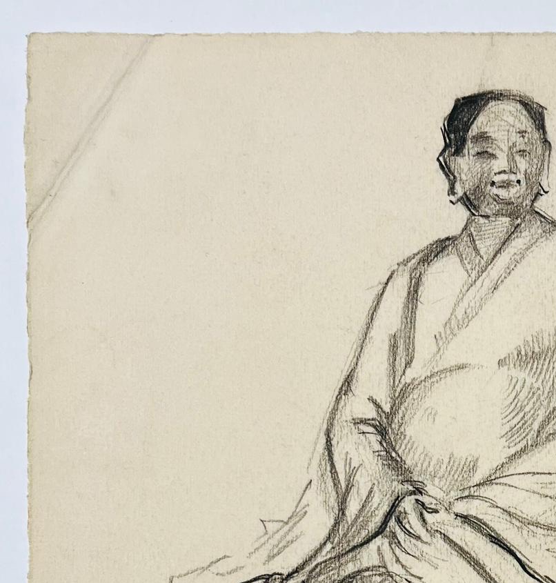 Jos Henri Ponchin (1897 - 1981) — Indochina, Seated Figure In Traditional Dress-photo-2