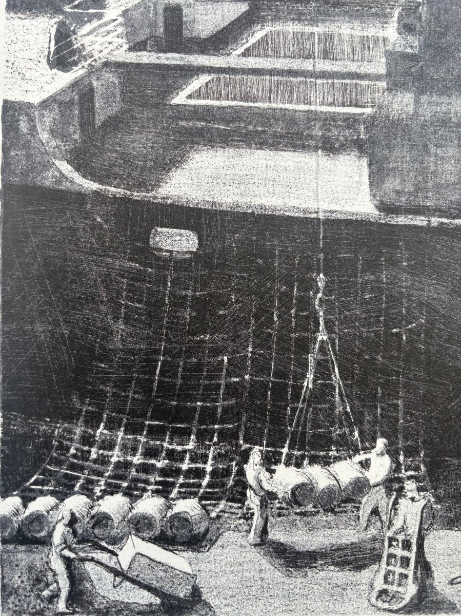 Jospeh Inguimberty (1898-1971) - Navire cargo à quai-photo-3