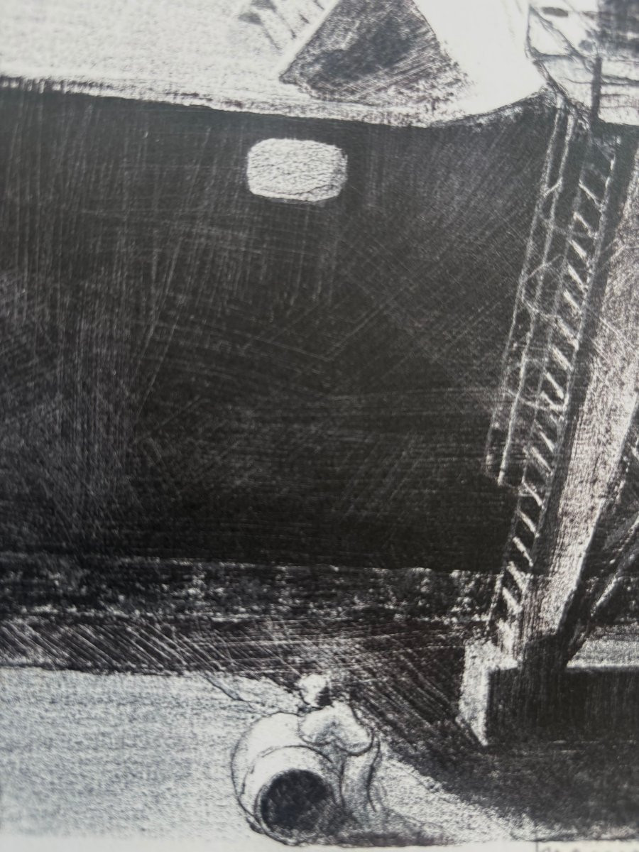 Jospeh Inguimberty (1898-1971) - Navire cargo à quai-photo-4