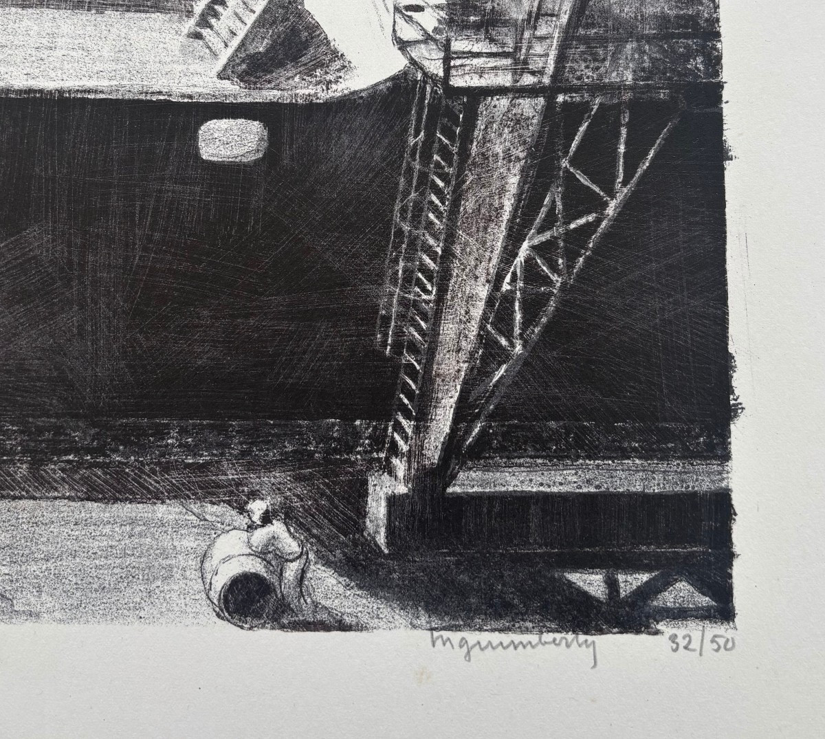 Jospeh Inguimberty (1898-1971) - Navire cargo à quai-photo-2