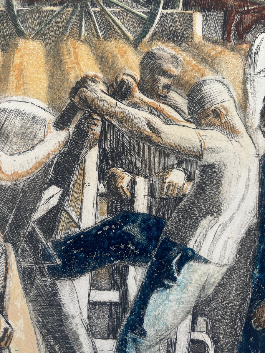Joseph Inguimberty (1898-1971) - Unloading Dockers In The Port Of Marseille-photo-2
