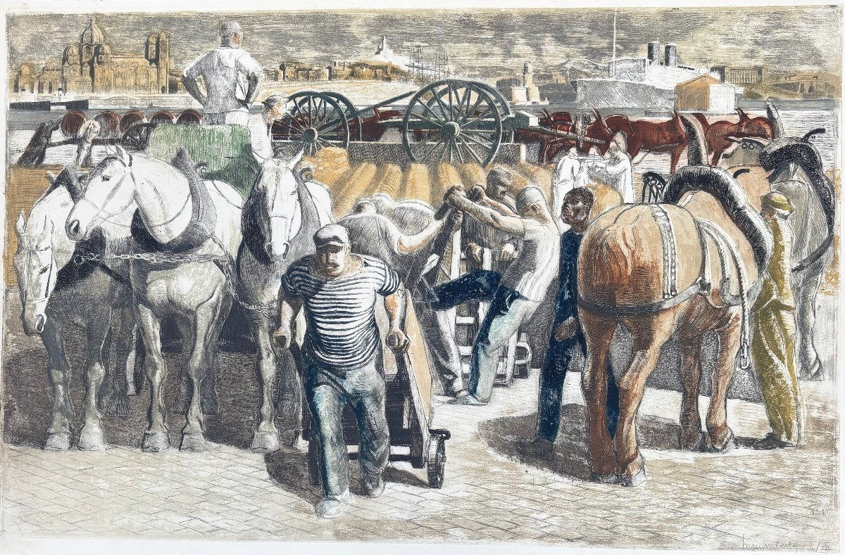 Joseph Inguimberty (1898-1971) - Unloading Dockers In The Port Of Marseille