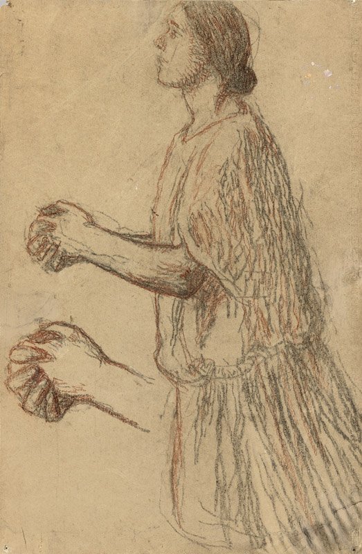 Henri Martin (1860-1943) - Muse agenouillée, les mains jointes