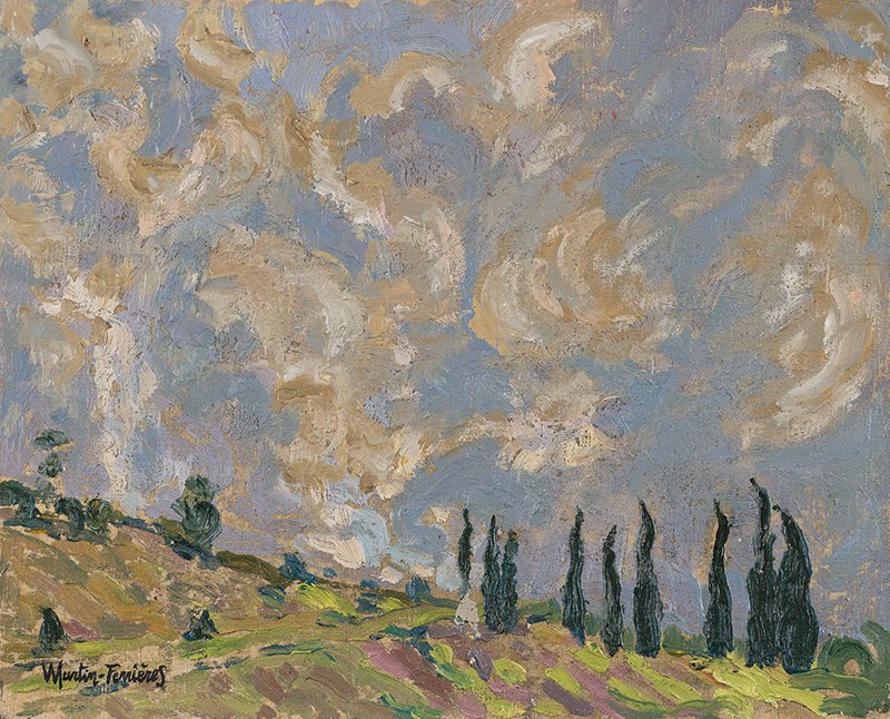 Jacques Martin Ferrières (1893 - 1972) - Ciel bleu et cyprès