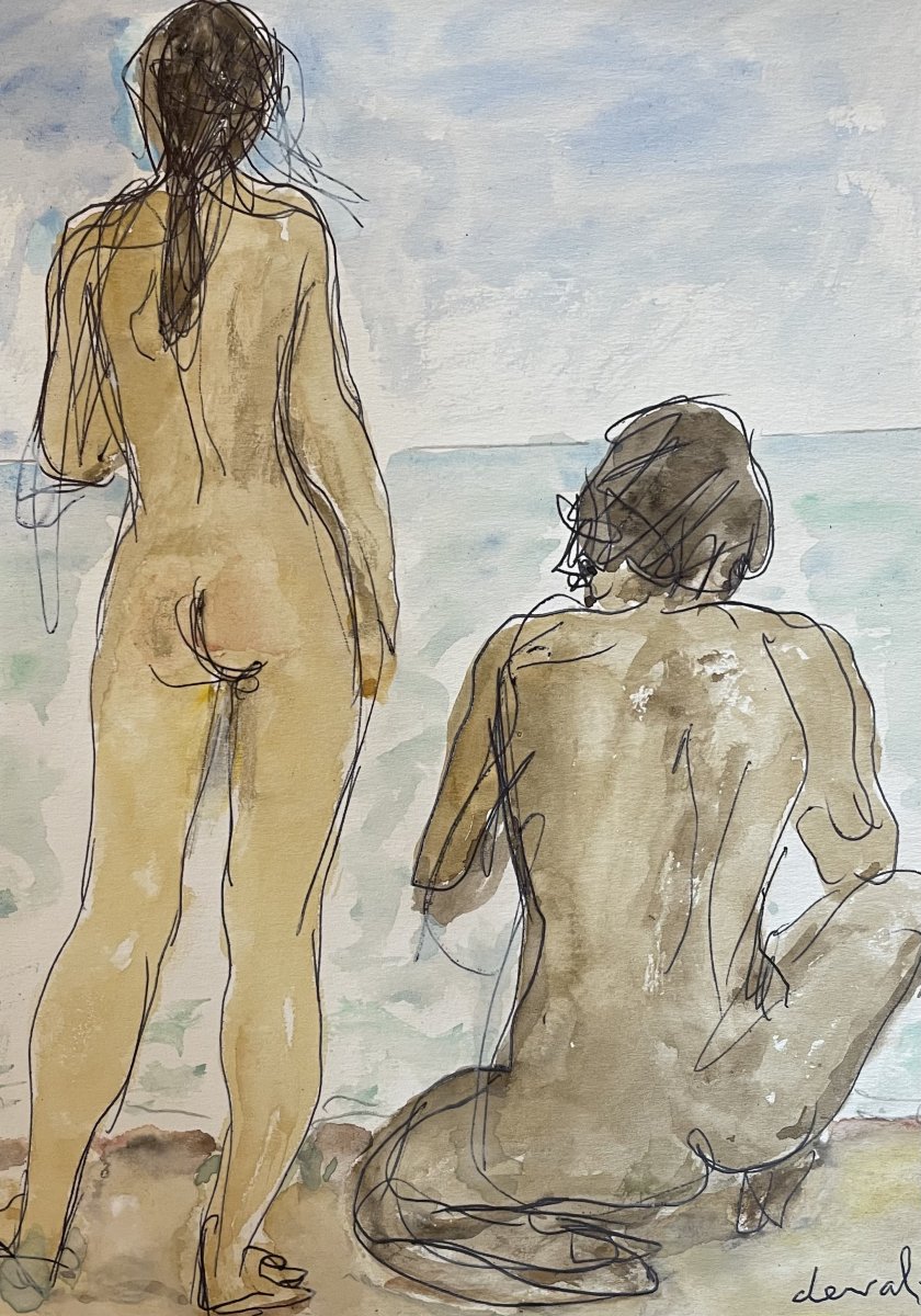 Pierre Deval (1897–1993) - Two Nudes On The Beach, Levant Islands