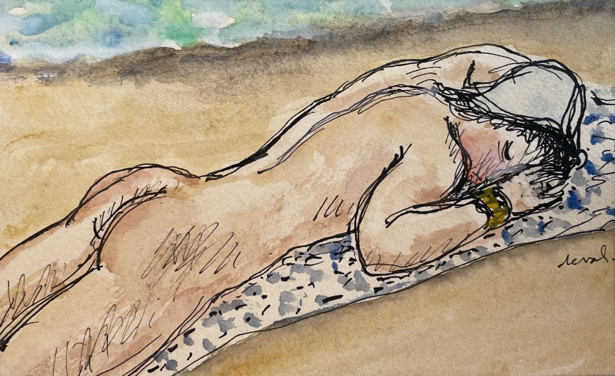 Pierre Deval (1897–1993) - A Nap On The Blue Towel
