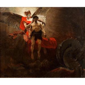 Henri Martin (1860 - 1943) — Caïn et Lucifer, 1883