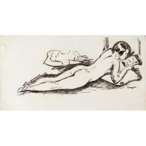 Henri Manguin (1874 - 1949) — Nude Woman Reading, 1924