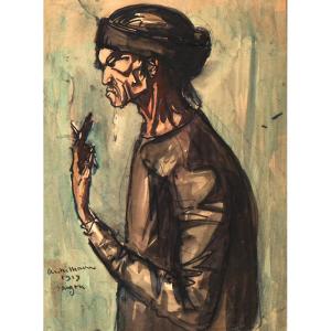 André Maire (1898 - 1984) — Indochina, Saigon, Old Man Smoking, 1919