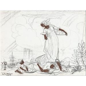 André Maire (1898 - 1984) — Antilles, femmes aux corbeilles de fruits, 1967