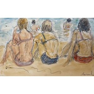 Pierre Deval (1897 - 1993) — Les trois baigneuses de dos