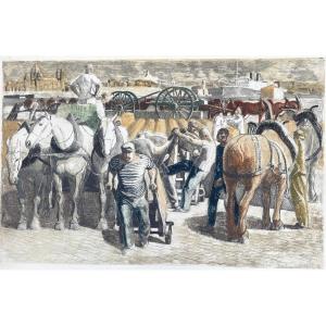 Joseph Inguimberty (1898-1971) - Déchargement des dockers sur le port de Marseille