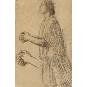 Henri Martin (1860-1943) - Muse agenouillée, les mains jointes
