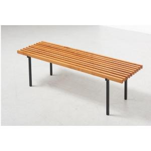 Scandinavian Slatted Bench In Oak From The 60s.
