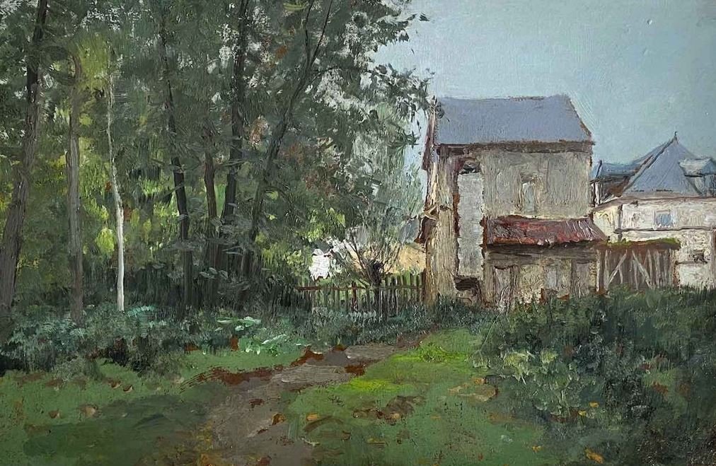 Louis Rémy Matifas, The Hamlet, Oil On Cardboard-photo-2