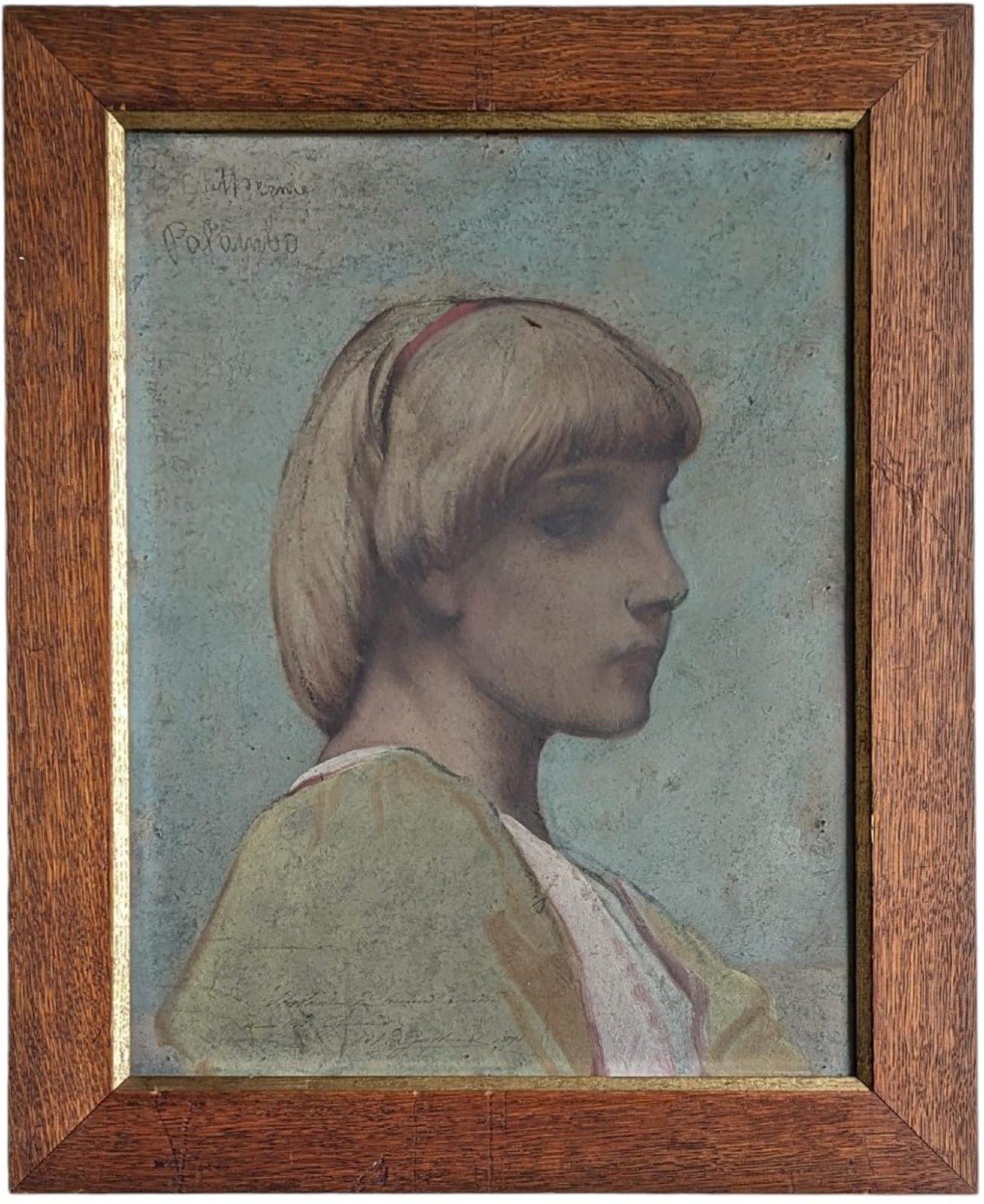 Pierre-victor Galland, Profile Of A Young Girl, 1891, Oil And Pastel On Cardboard