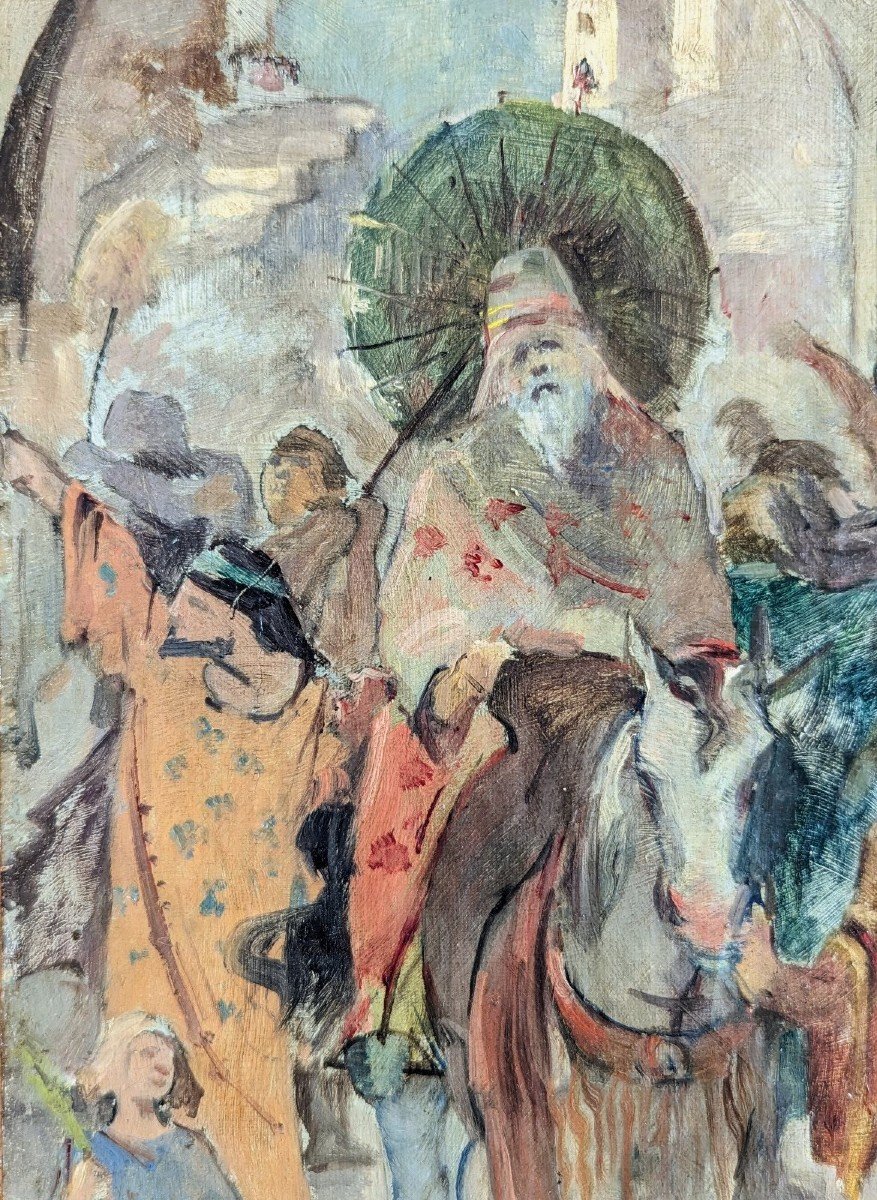 Jules Adler, Entrance Into The City, 1887, Oil On Paper, Mounted On Canvas-photo-3