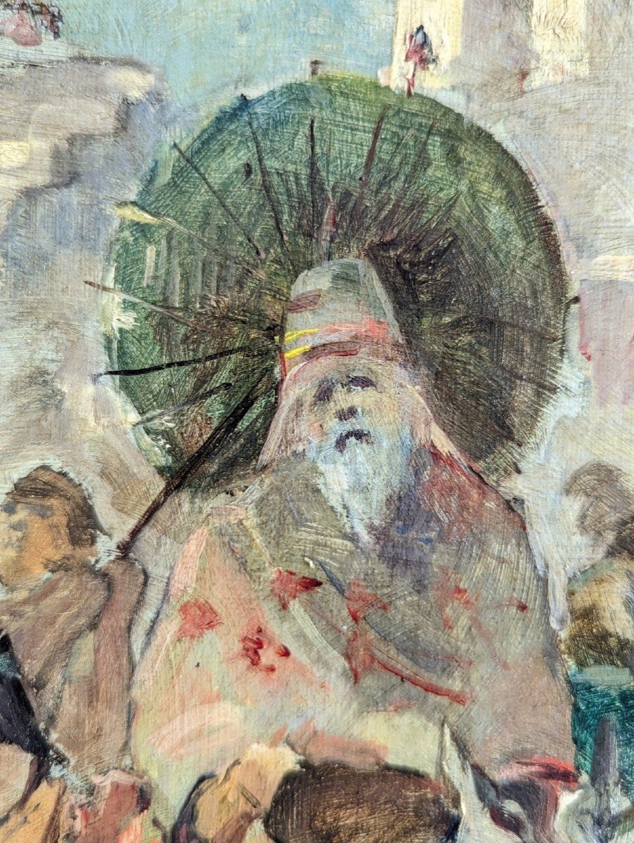 Jules Adler, Entrance Into The City, 1887, Oil On Paper, Mounted On Canvas-photo-2