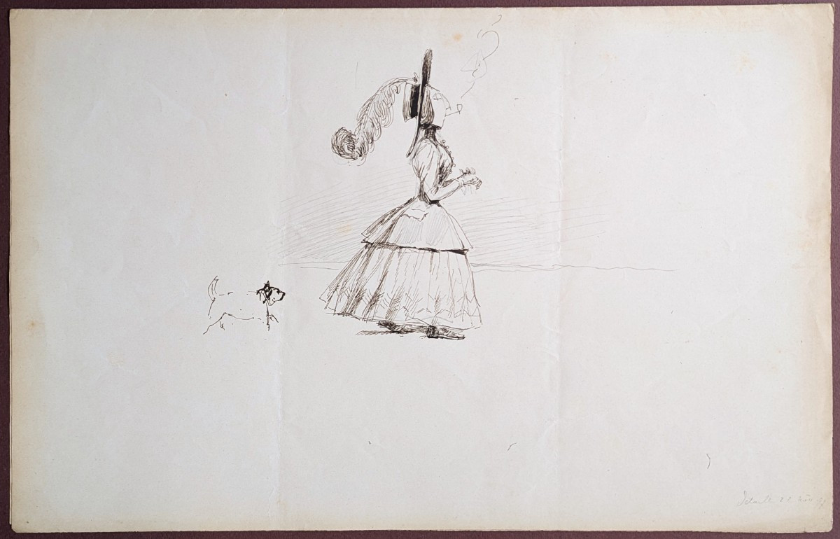 Edouard Detaille, The Smoker And The Dog On A Stroll, 1897, Drawing-photo-1