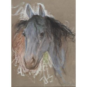 Lucien Lévy-dhurmer, Cheval, Pastel Sur Papier