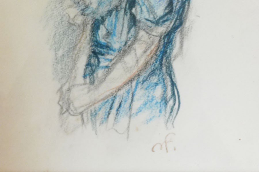 Abel Faivre 1867-1945 Little Girl In A Pastel Blue Dress-photo-4