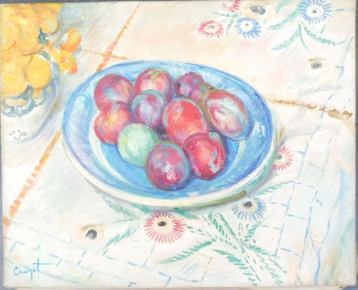 Maurice Crozet 1895-1978 Plums Oil On Canvas