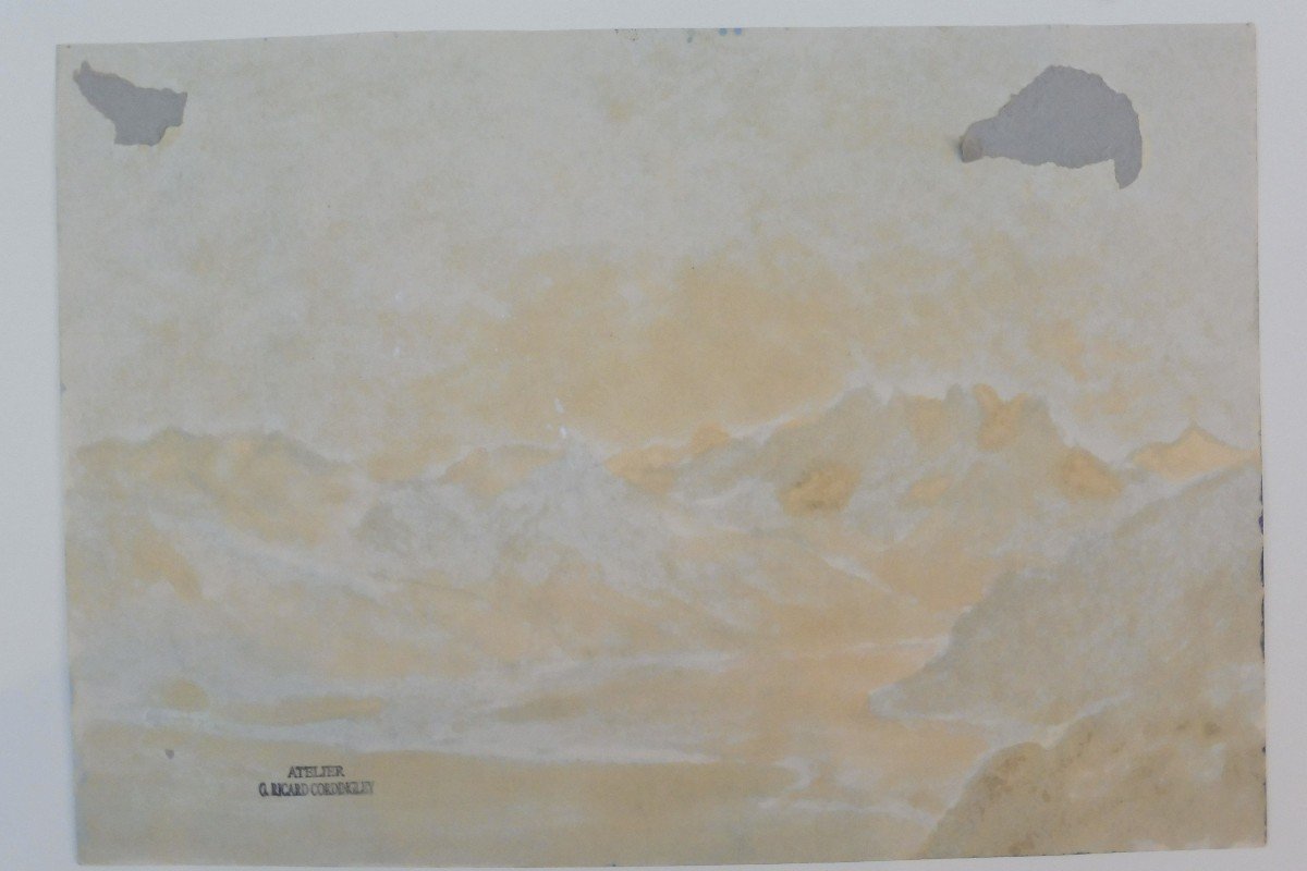 Georges Ricard-cordingley 1873-1939 Lac En Italie Huile Sur Papier-photo-1