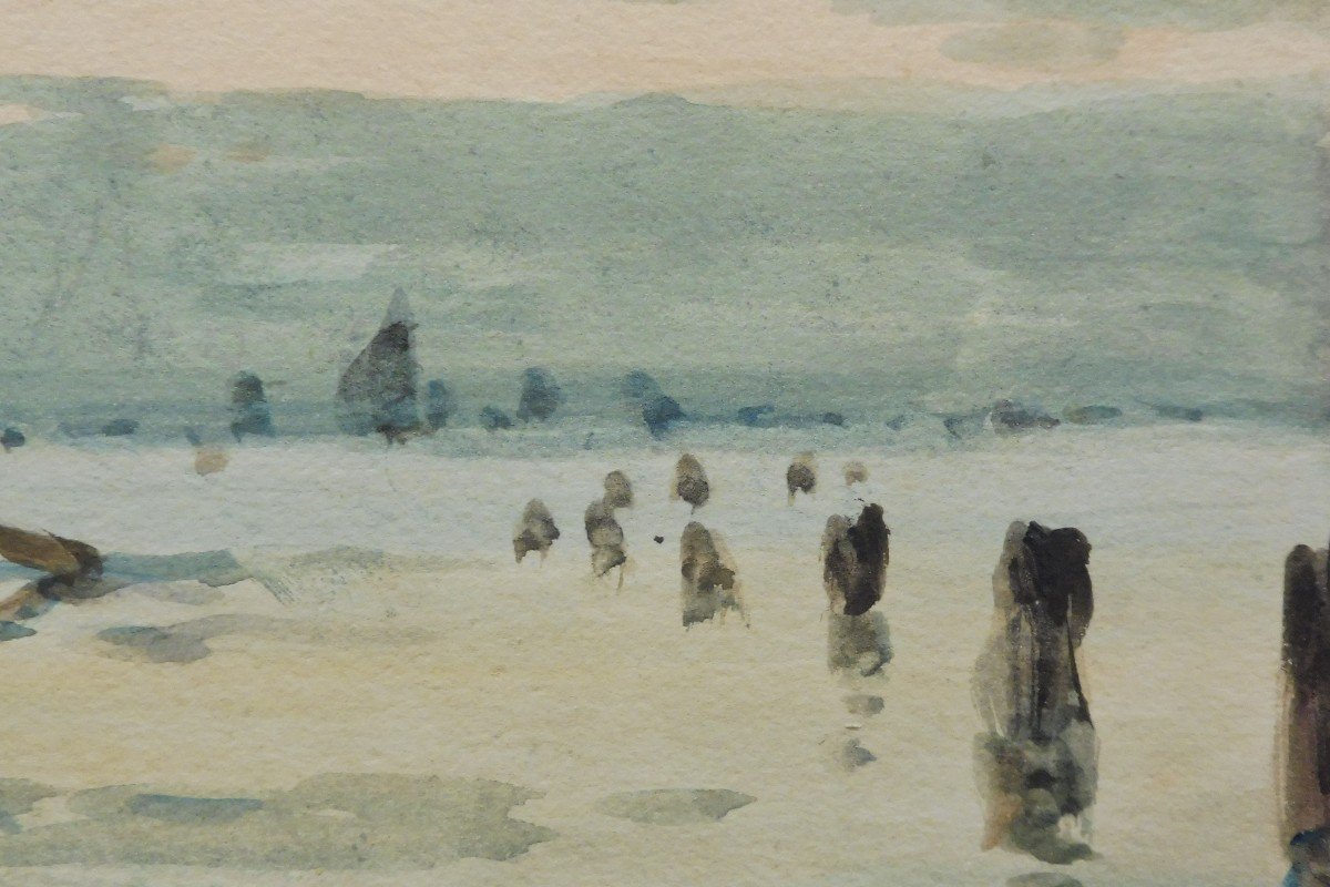 Amédée Rosier 1831-1914 La Lagune à Venise Aquarelle-photo-4