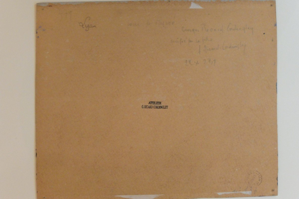 Georges Ricard-cordingley 1873-1939  Lyon Coucher De Soleil Huile Sur Papier-photo-2