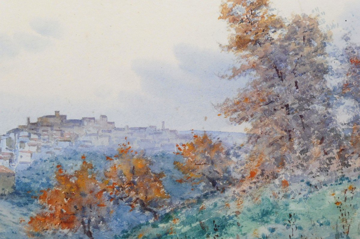 Alphonse Rey 1865-1938 Cagnes Sur Mer Watercolor-photo-3