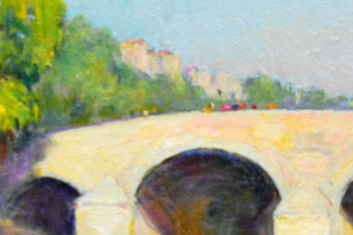 Edmond Quinton 1892-1969 The Pont Neuf Paris Oil On Panel-photo-1