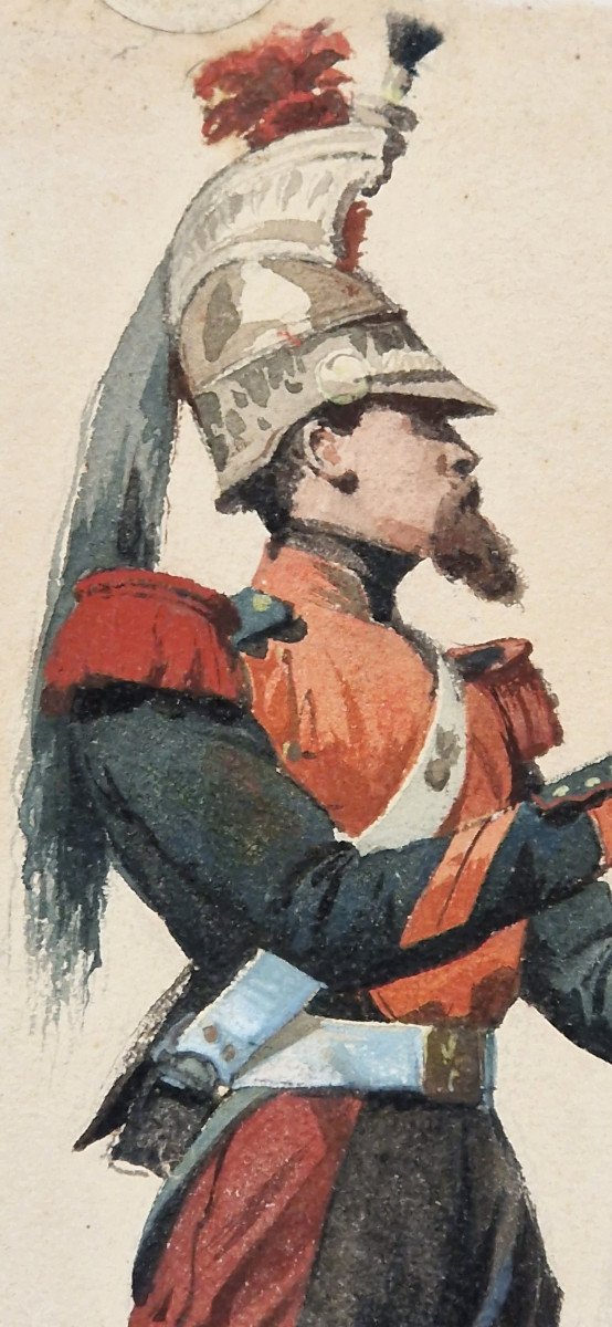 Isidore Pils 1873-1875 Un Cuirassier Aquarelle Datée 1850-photo-2